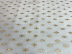 Dyeable Pure Chanderi Zari White Golden Geometric Motifs