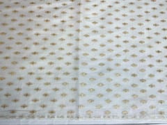 Dyeable Pure Chanderi Zari White Golden Geometric Motifs