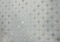 Dyeable Embroidered Cotton White Geometric