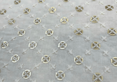 Dyeable Embroidered Cotton White Geometric