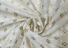 Dyeable Embroidered Cotton White Geometric