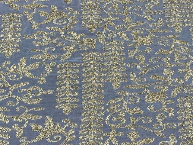 Dyeable Embroidered Georgette White Golden Abstract 1