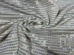 Dyeable Embroidered Georgette White Golden Stripes