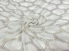Dyeable Embroidered Georgette White Geometric 4