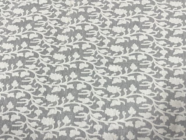 Dyeable Pure Chanderi Self White Floral
