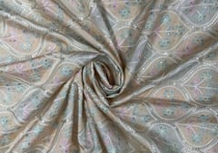 Embroidered Dupion Silk Yellow Floral