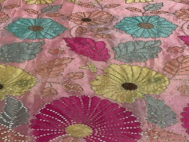 Embroidered Chiffon Light Pink MultiColour Floral