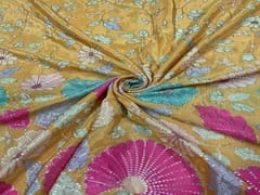 Embroidered Chiffon Yellow Multicolor Floral