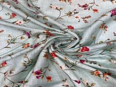 Printed Dobby Silk Light Blue Floral