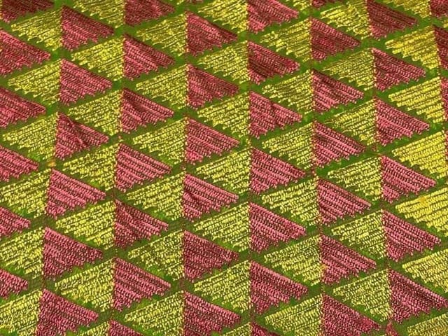 Embroidered Georgette Green Abstract