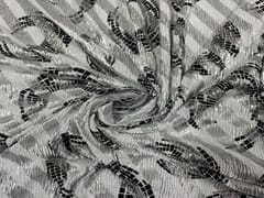 Pleated Lycra White Black Abstract