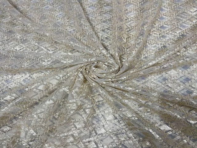 Dyeable Embroidered Net White Geometric 3