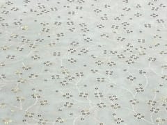 Dyeable Embroidered Georgette White Golden Floral 8