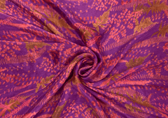 Purple Pink Floral Printed Chiffon Fabric