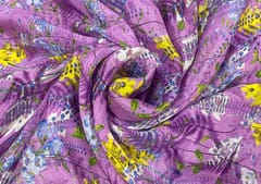 Pink Floral Printed Chiffon Fabric