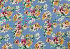 Printed Georgette Blue MultiColour Floral Fabric