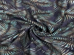 Printed Cotton Navy Blue Leaves