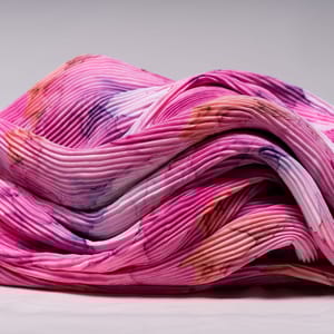Pink Color Crushed Satin Printed Fabric