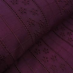 Purple Shade Embroidered Cotton Heavy Hakoba Fabric
