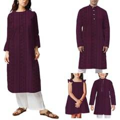 Purple Shade Embroidered Cotton Heavy Hakoba Fabric