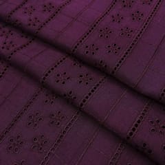 Purple Shade Embroidered Cotton Heavy Hakoba Fabric