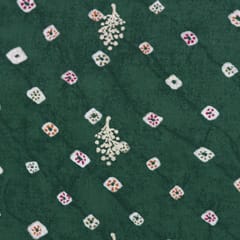 Dark Green With Golden Printed Rayon Fabric