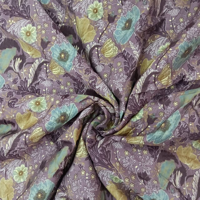 Multicolor Shade Florals  Muslin Printed Fabric