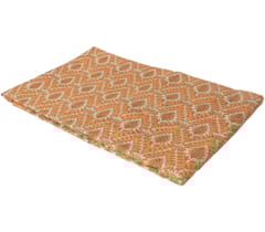 Orange With White Shades Floral Printed Dabu Cotton Fabric