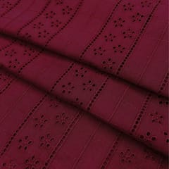 Maroon Shade Embroidered Cotton Heavy Hakoba Fabric