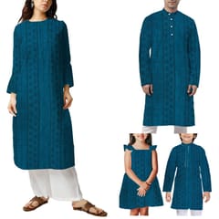 Blue Shade Embroidered Cotton Heavy Hakoba Fabric