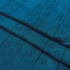 Blue Shade Embroidered Cotton Heavy Hakoba Fabric
