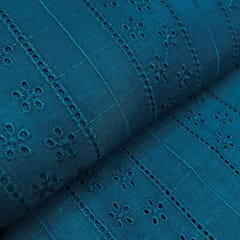 Blue Shade Embroidered Cotton Heavy Hakoba Fabric