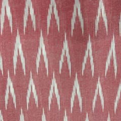 Dark Peach Shade Ikkat Striped Unstitched Fabric
