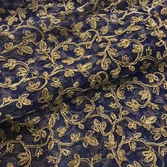 Net Zari Dori Embroidered Fabric