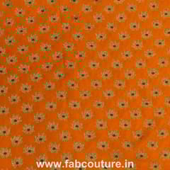 Dark Orange Colour Brocade with Antique Mina Booti fabric (2Meter Piece)