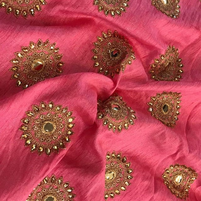 Poly Dupion Embroidered Fabric