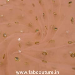 Net Faux Mirror Embroidered Fabric
