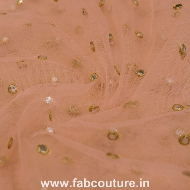 Net Faux Mirror Embroidered Fabric