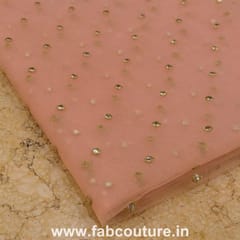 Net Faux Mirror Embroidered Fabric