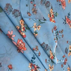 Firozi Floral Georgette Digital Print ( 1Meter Piece)