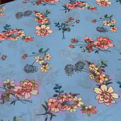 Firozi Floral Georgette Digital Print ( 1Meter Piece)
