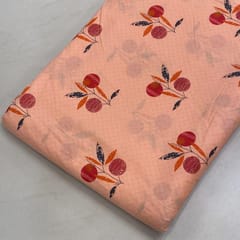 Peach Cotton Cambric Printed Fabric