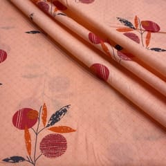 Peach Cotton Cambric Printed Fabric