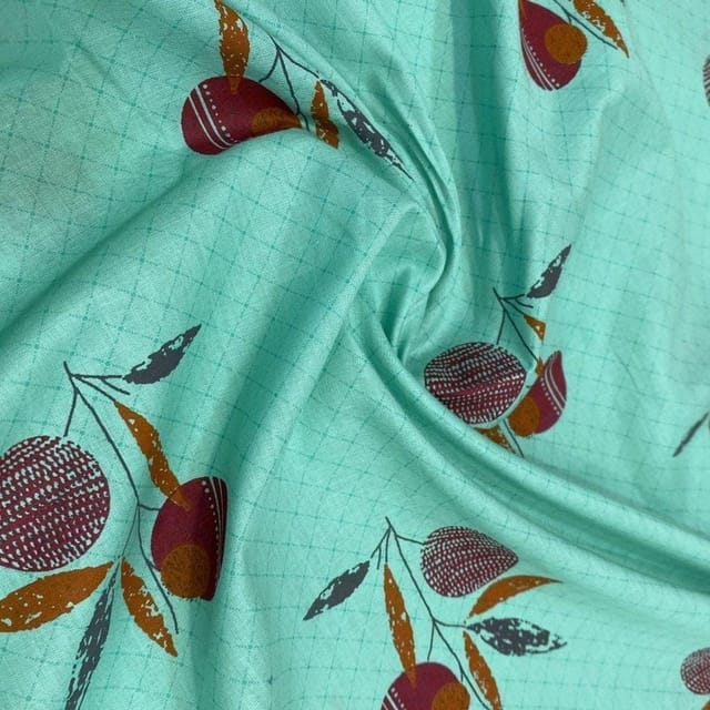 Sea Green Cotton Cambric Printed Fabric