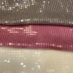 Pink Georgette Sequins Embroidery Fabric