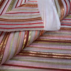 Multi-Colour Stripes Organza Embroidery (1Meter Piece)