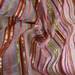 Multi-Colour Stripes Organza Embroidery (1Meter Piece)