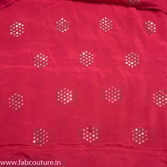 Gajri Coloured Chinon Chiffon Faux Mirror Embroidered Fabric