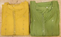 Green Chanderi Mirror Embroidered Suit Set