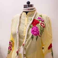 Yellow Cotton Embroidered Suit Set